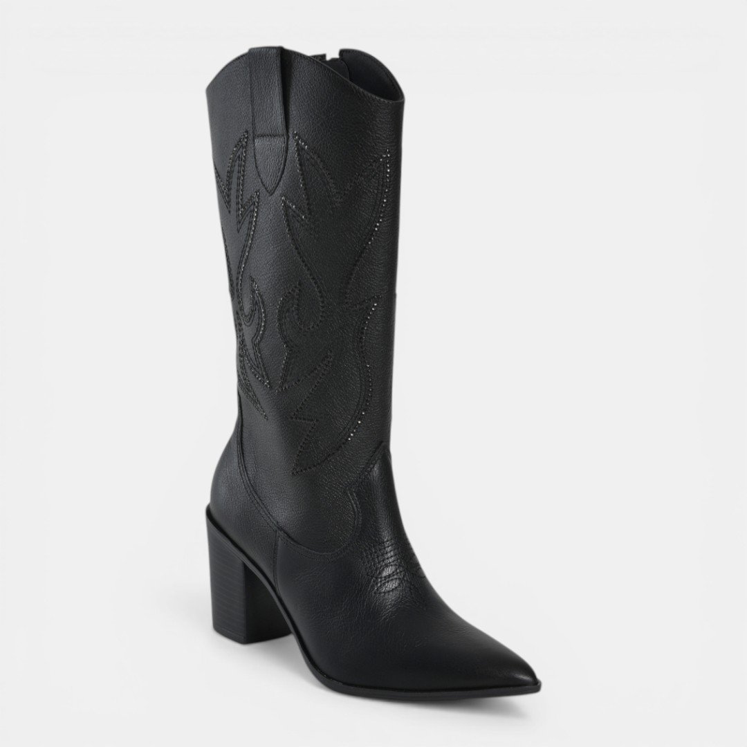 Bota Via Marte Western Couro Preto Preto 2