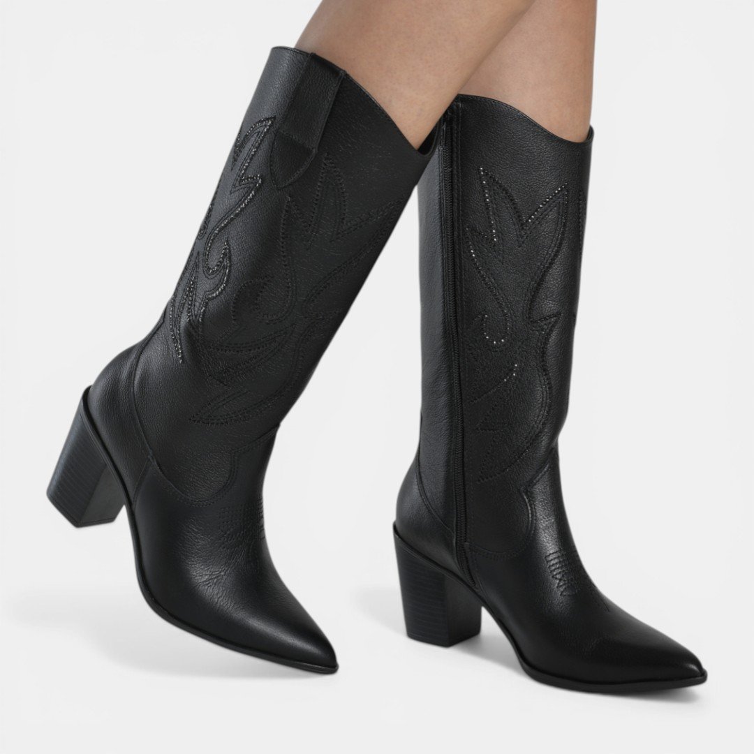 Bota Via Marte Western Couro Preto Preto 3