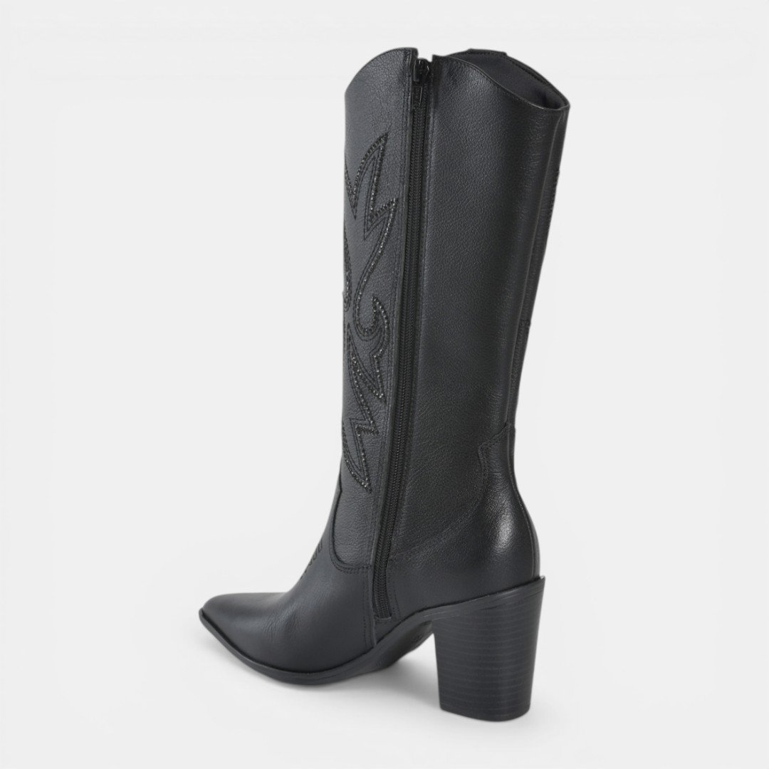 Bota Via Marte Western Couro Preto Preto 4