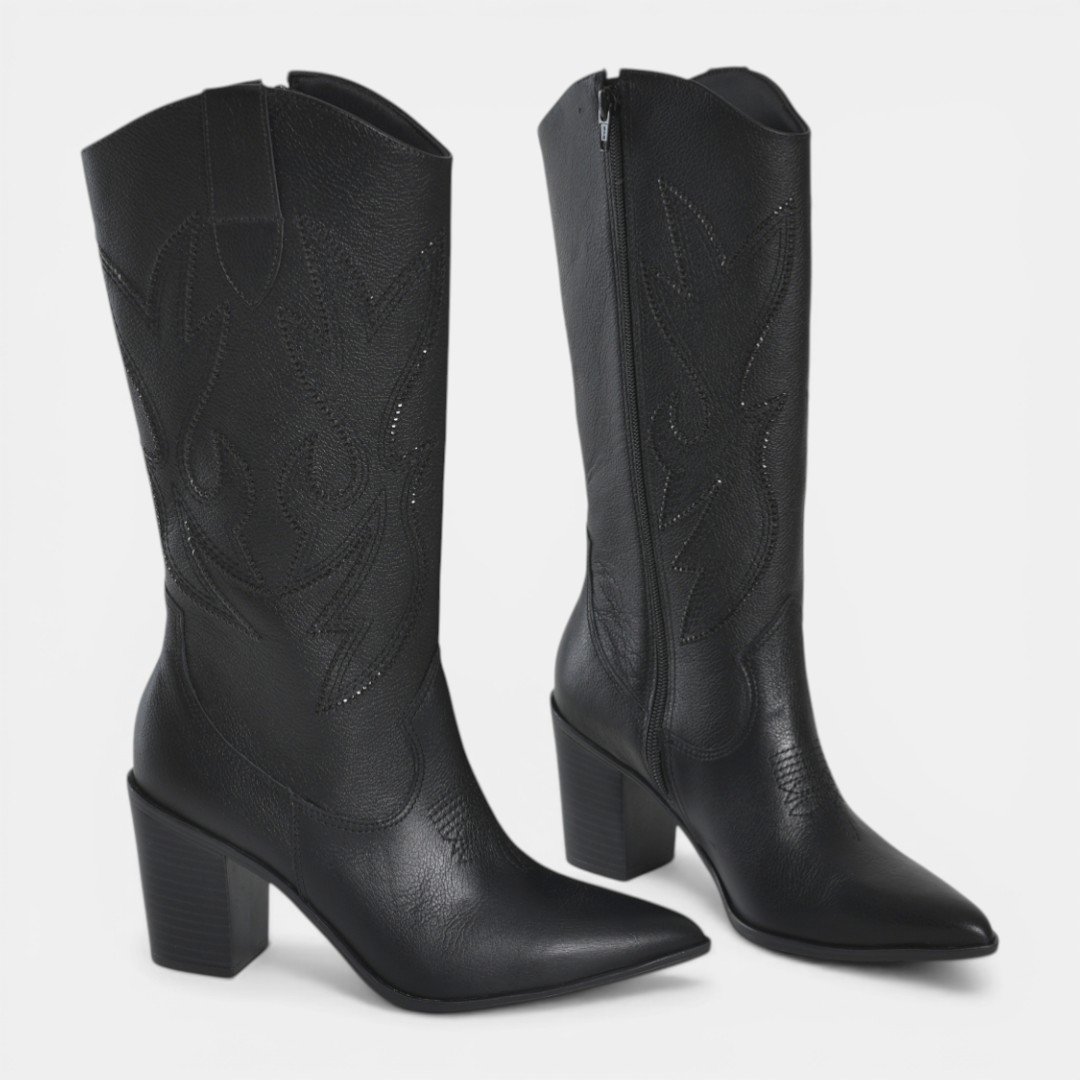 Bota Via Marte Western Couro Preto Preto 5