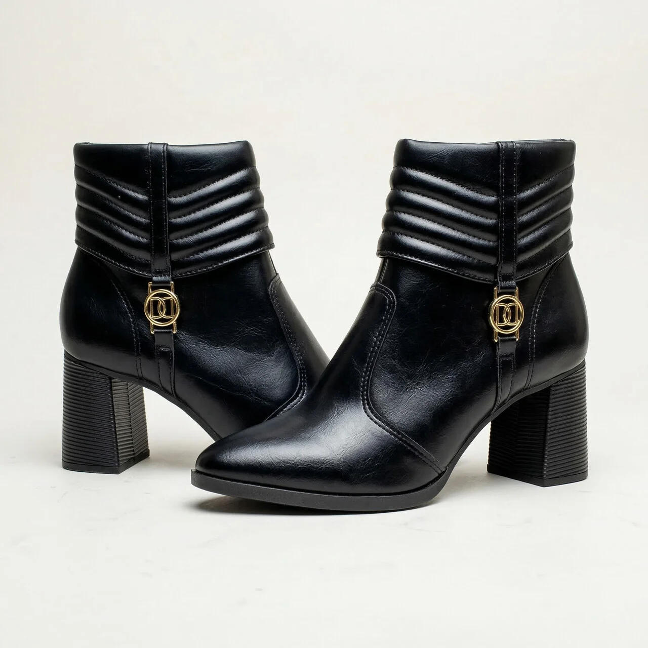 Bota Dakota Cano Curto Salto Bloco Preta Preto 3