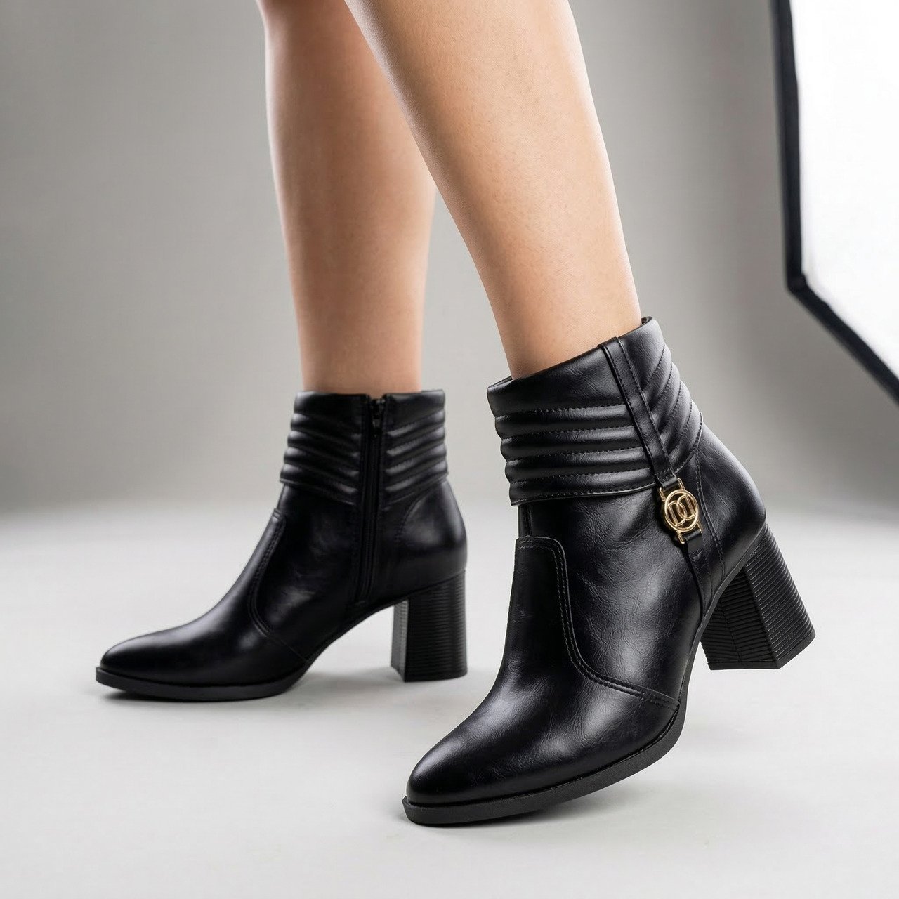 Bota Dakota Cano Curto Salto Bloco Preta Preto 2