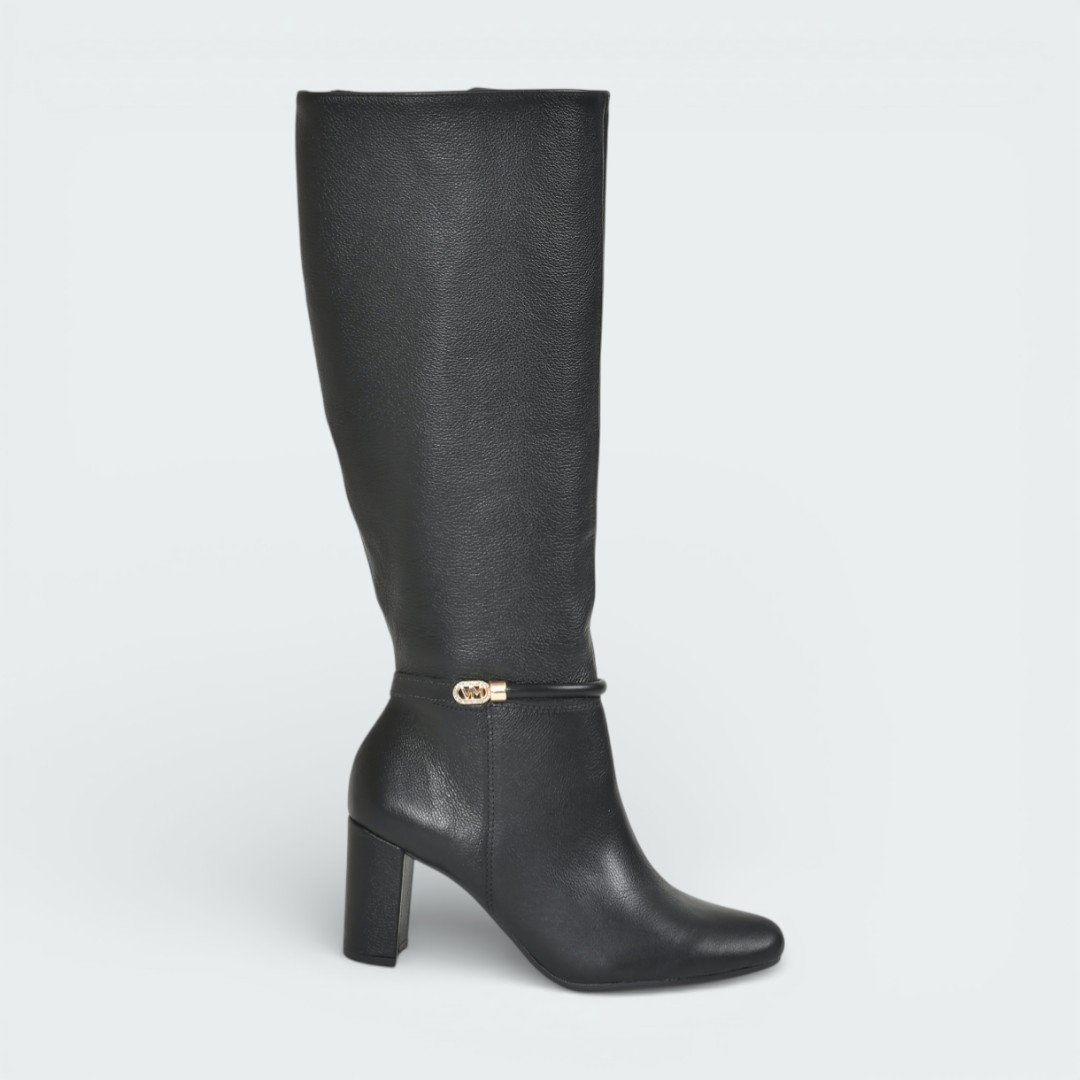 Bota Via Marte Cano Longo Couro Preto