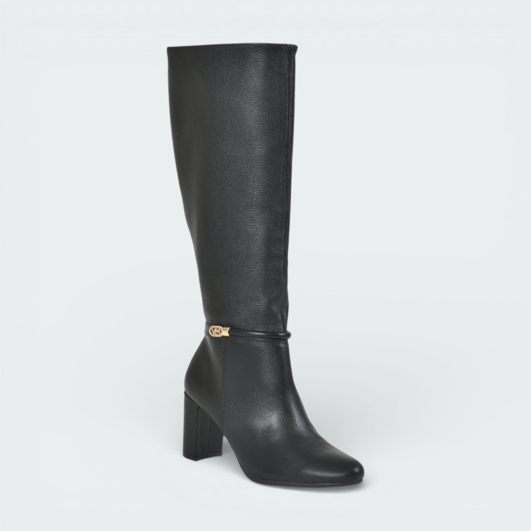 Bota Via Marte Cano Longo Couro Preto Preto 2