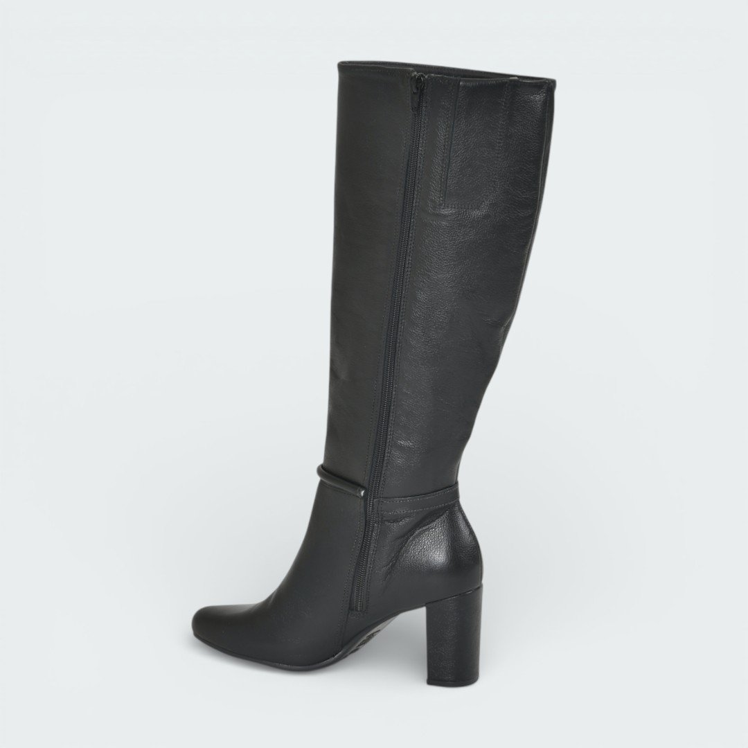Bota Via Marte Cano Longo Couro Preto Preto 4