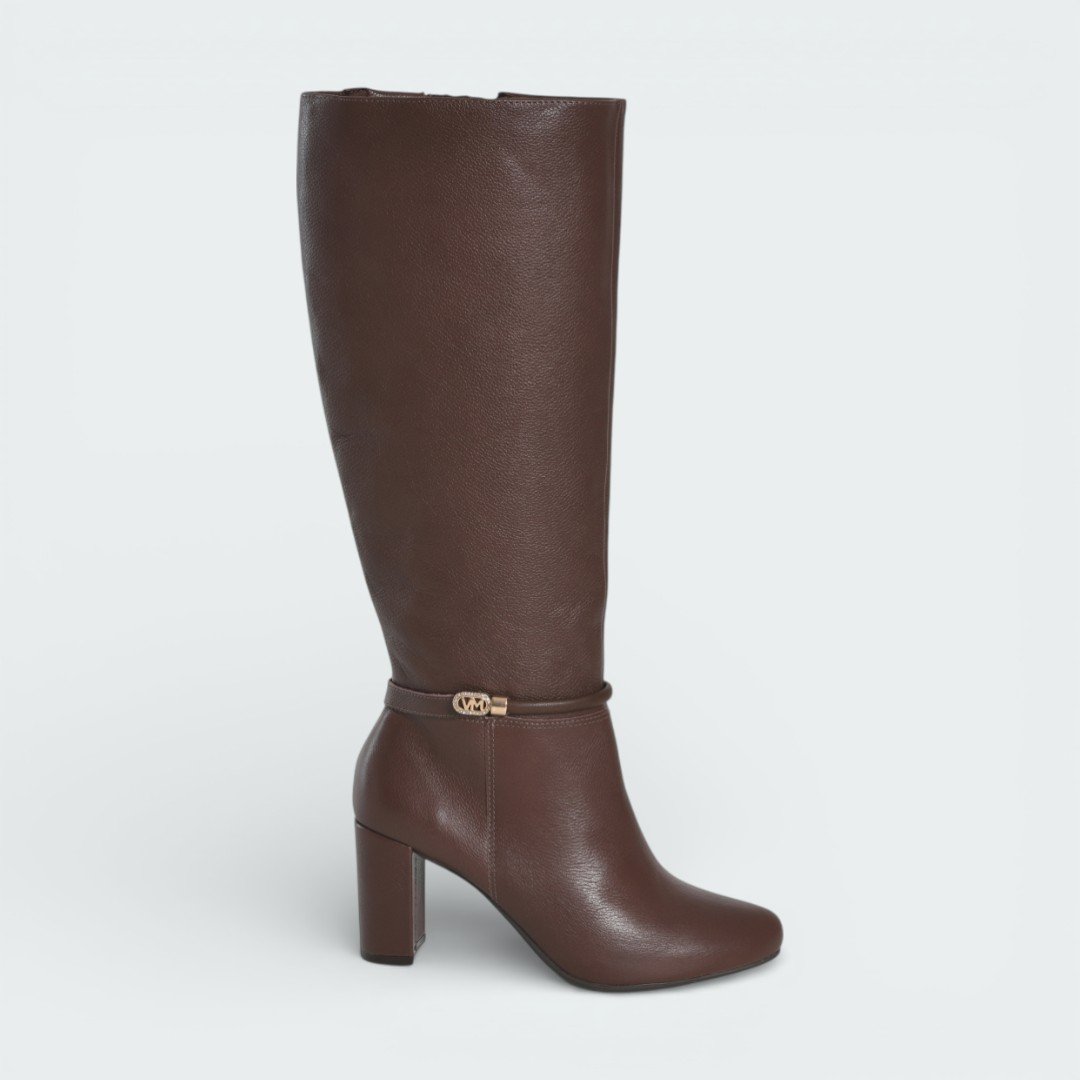 Bota Via Marte Cano Longo Couro Marrom