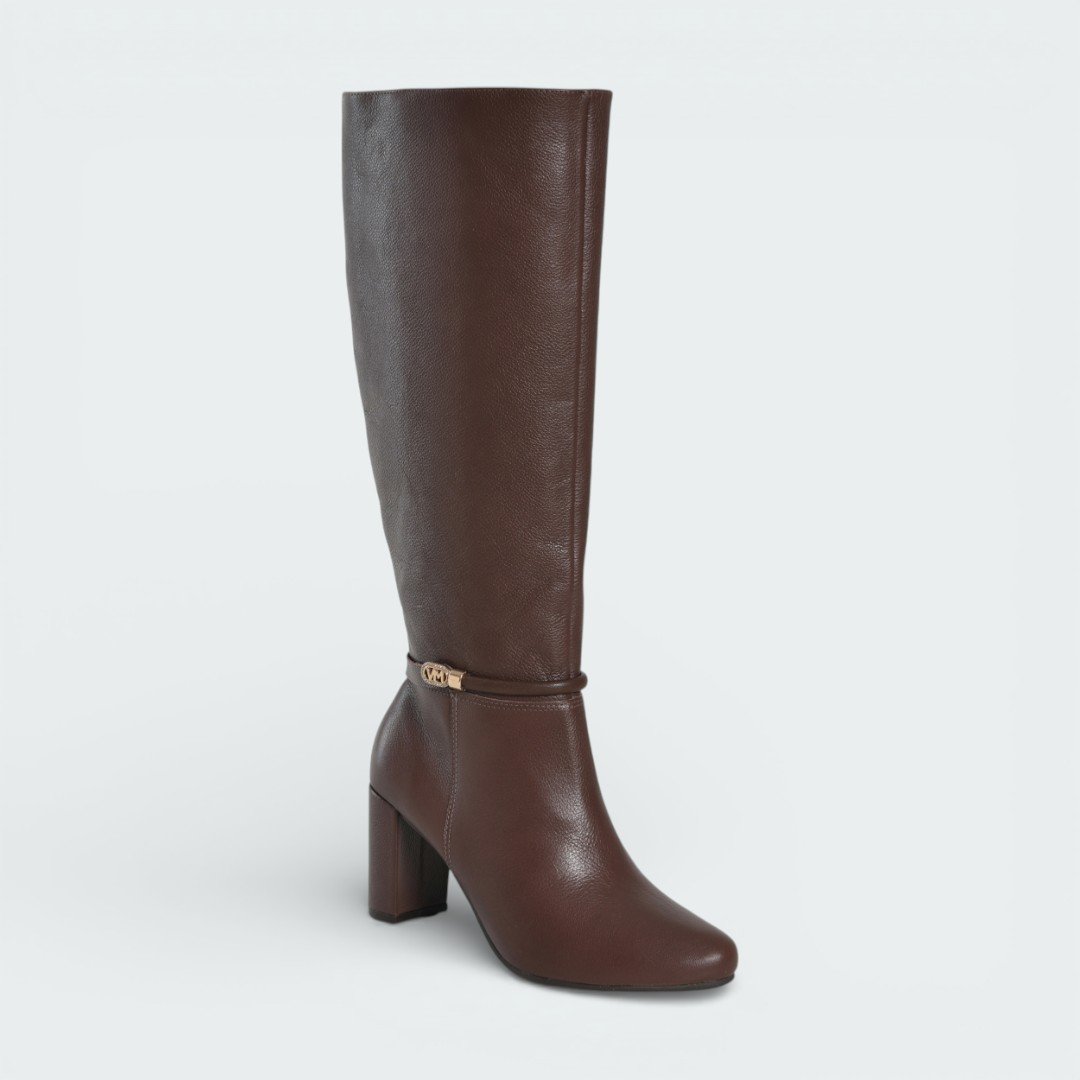 Bota Via Marte Cano Longo Couro Marrom Marrom 2