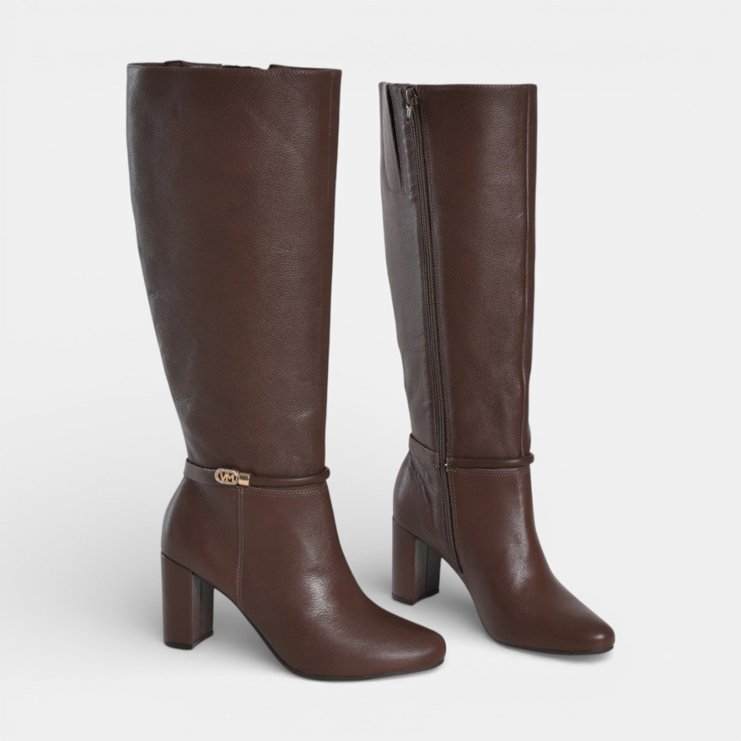 Bota Via Marte Cano Longo Couro Marrom Marrom 3