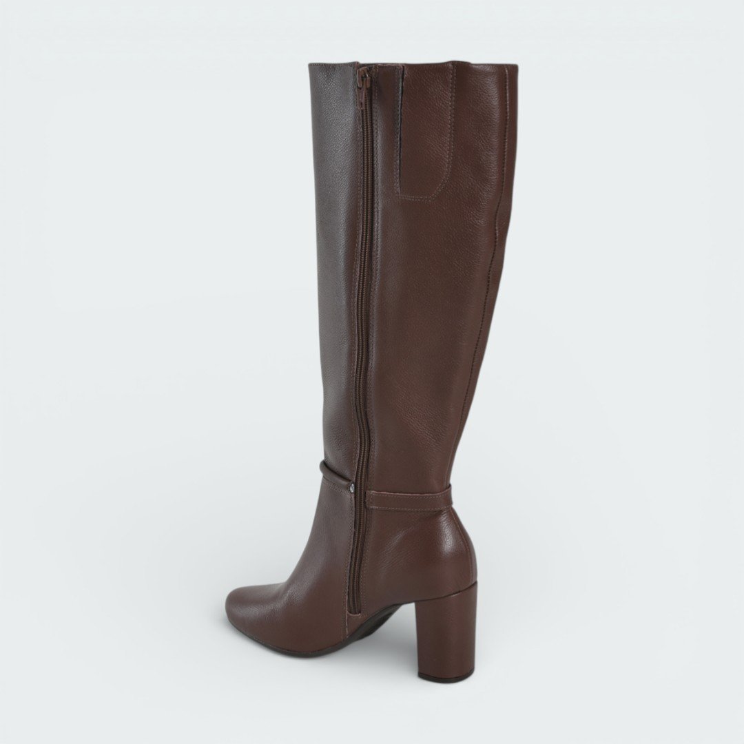 Bota Via Marte Cano Longo Couro Marrom Marrom 5