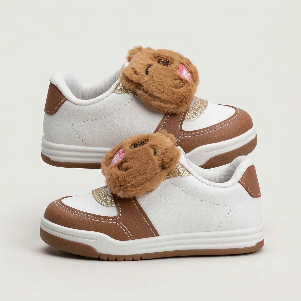 Tênis Molekinha Bebê Infantil Com Pelúcia Capivara Branco Branco/Marrom 3