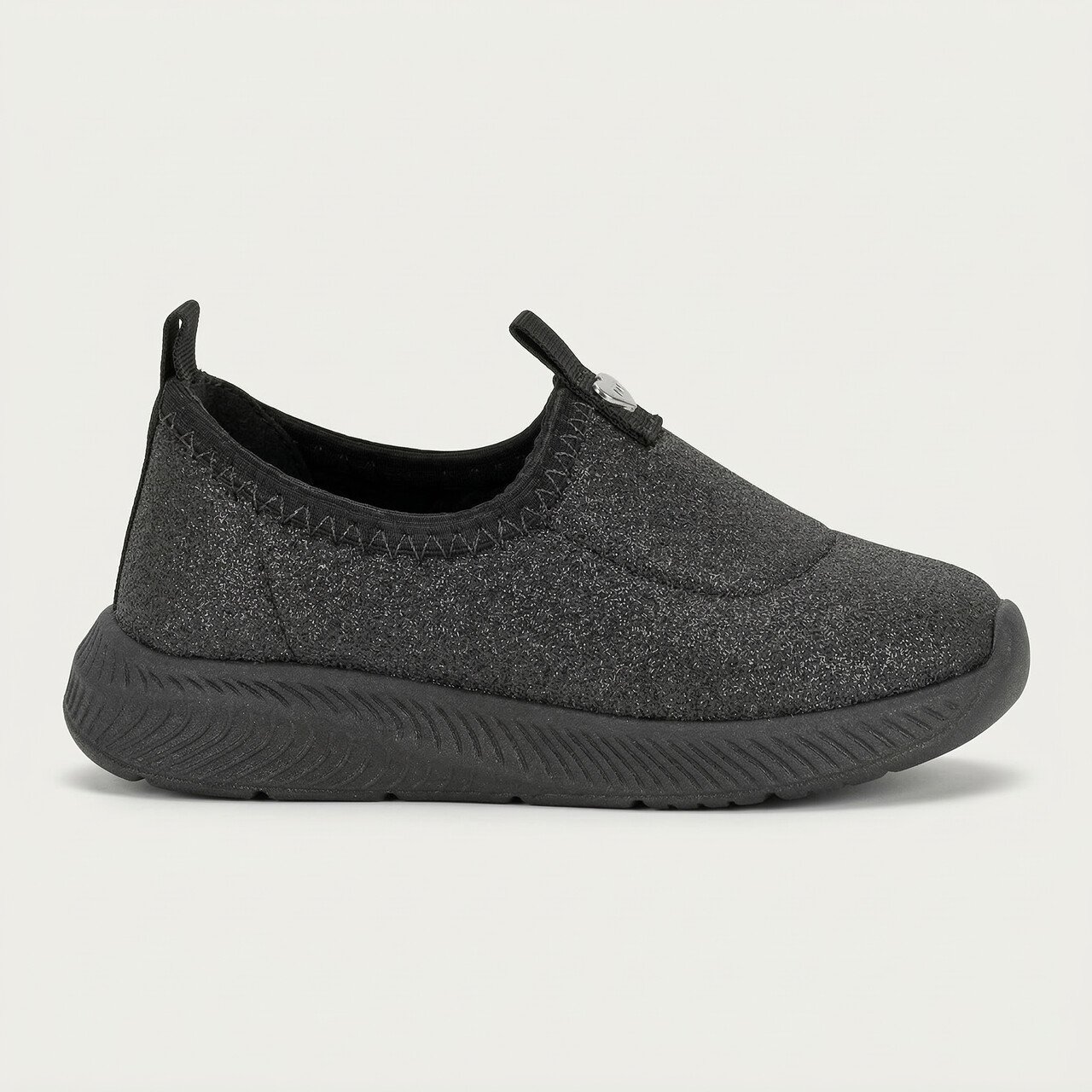 Tênis Molekinha Bebê Slip On Infantil Glitter Preto