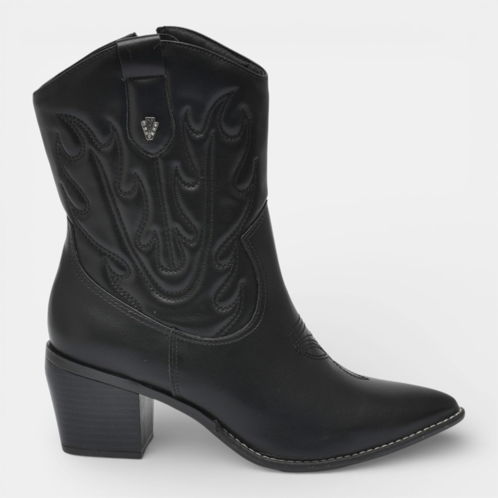 Bota Cano Curto Western Via Marte Napa Preta