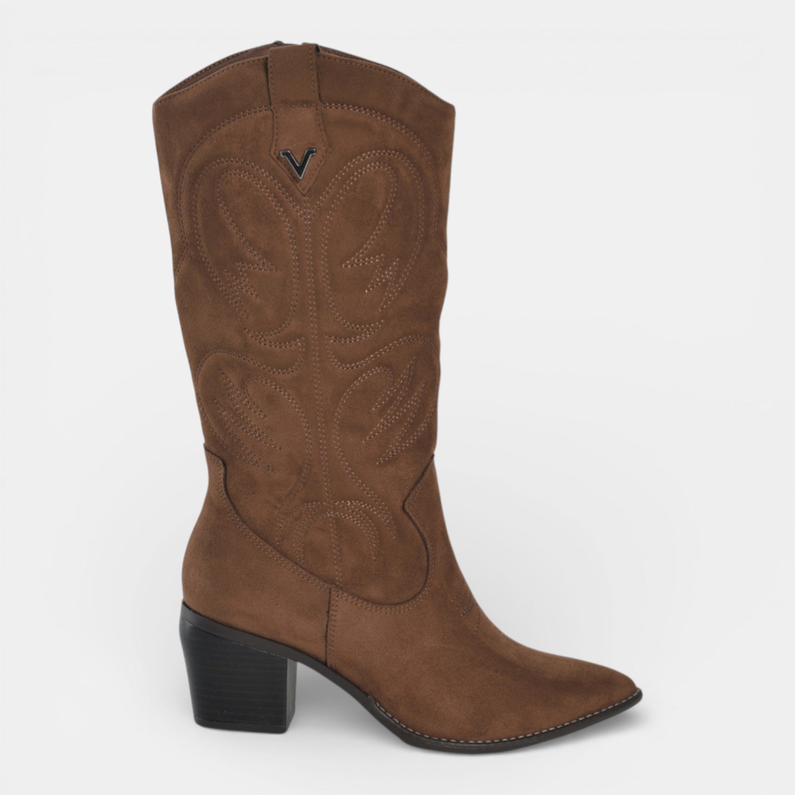 Bota Cano Longo Western Via Marte Camurça Conhaque