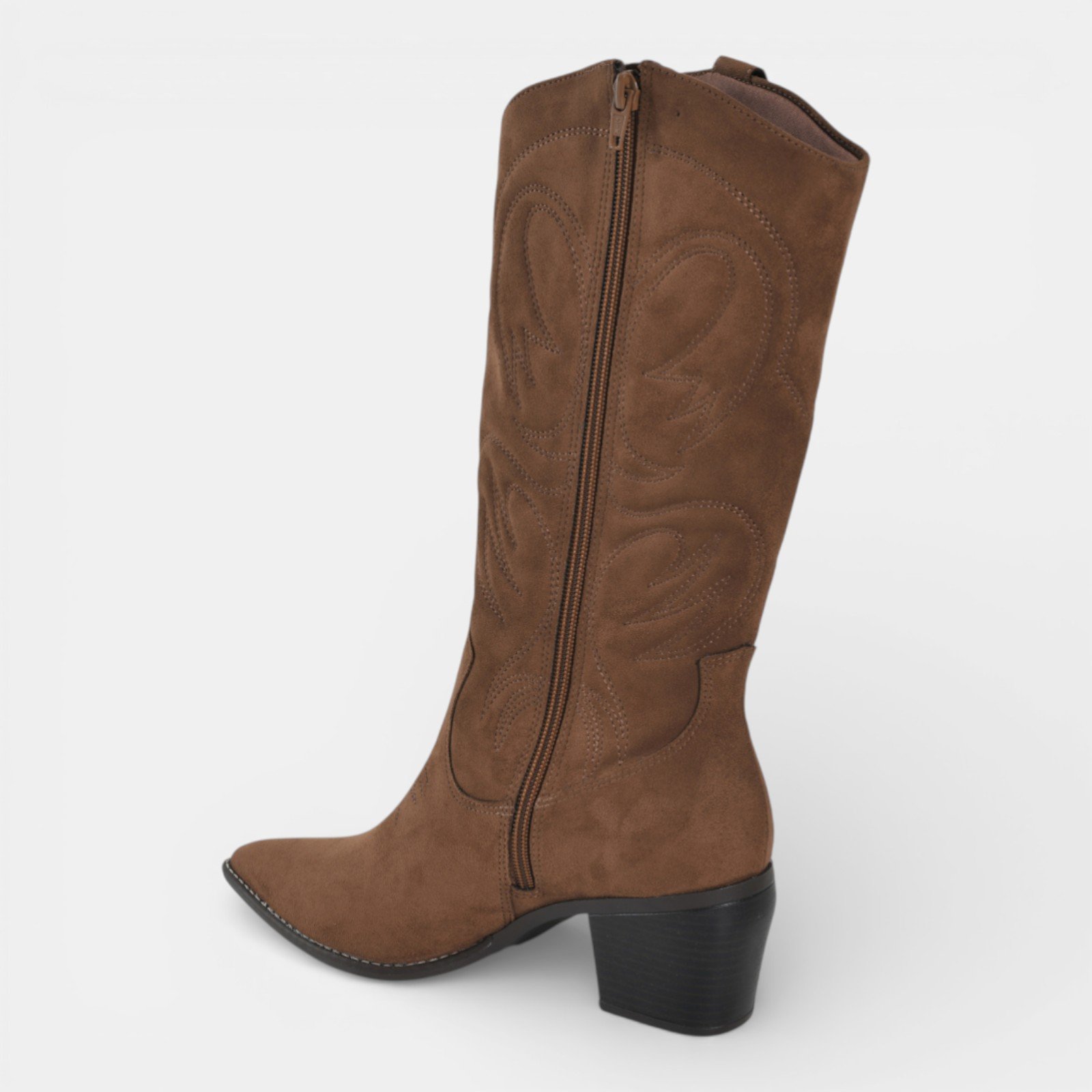 Bota Cano Longo Western Via Marte Camurça Conhaque Marrom 4
