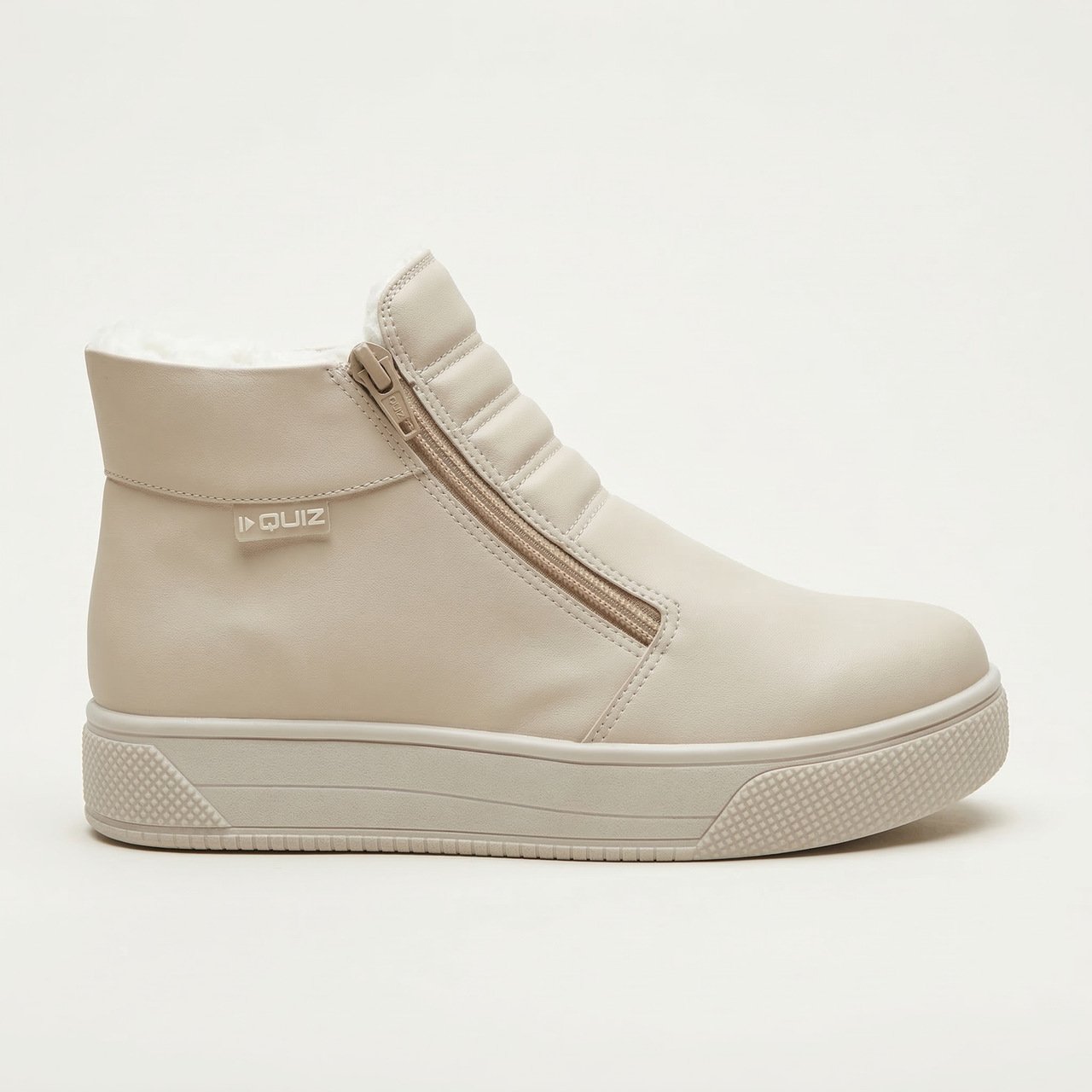 Tênis Cano Alto Quiz Com Pelo Napa Off White