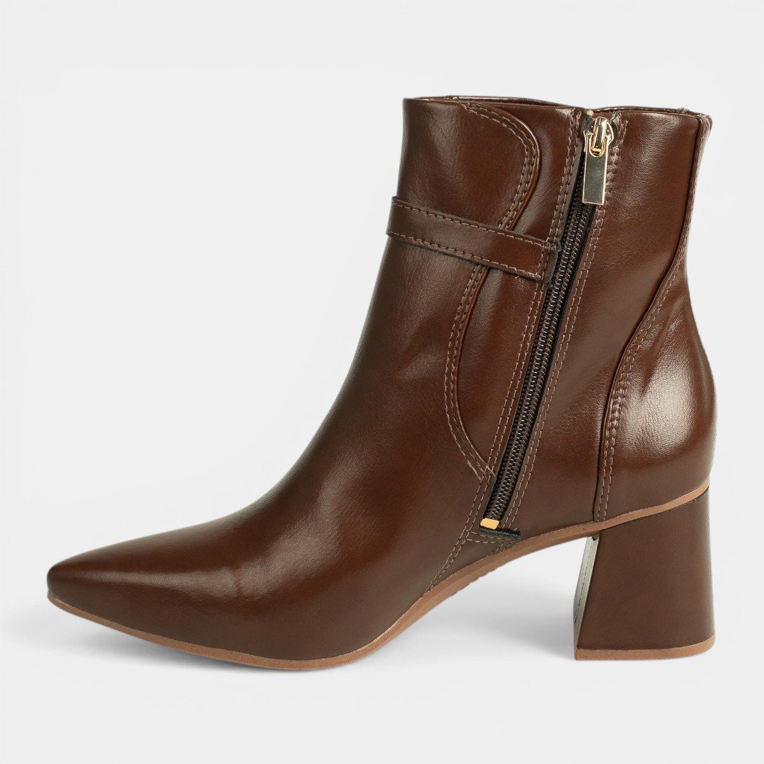 Bota Tanara Cano Curto Em Couro Marrom Marrom 5