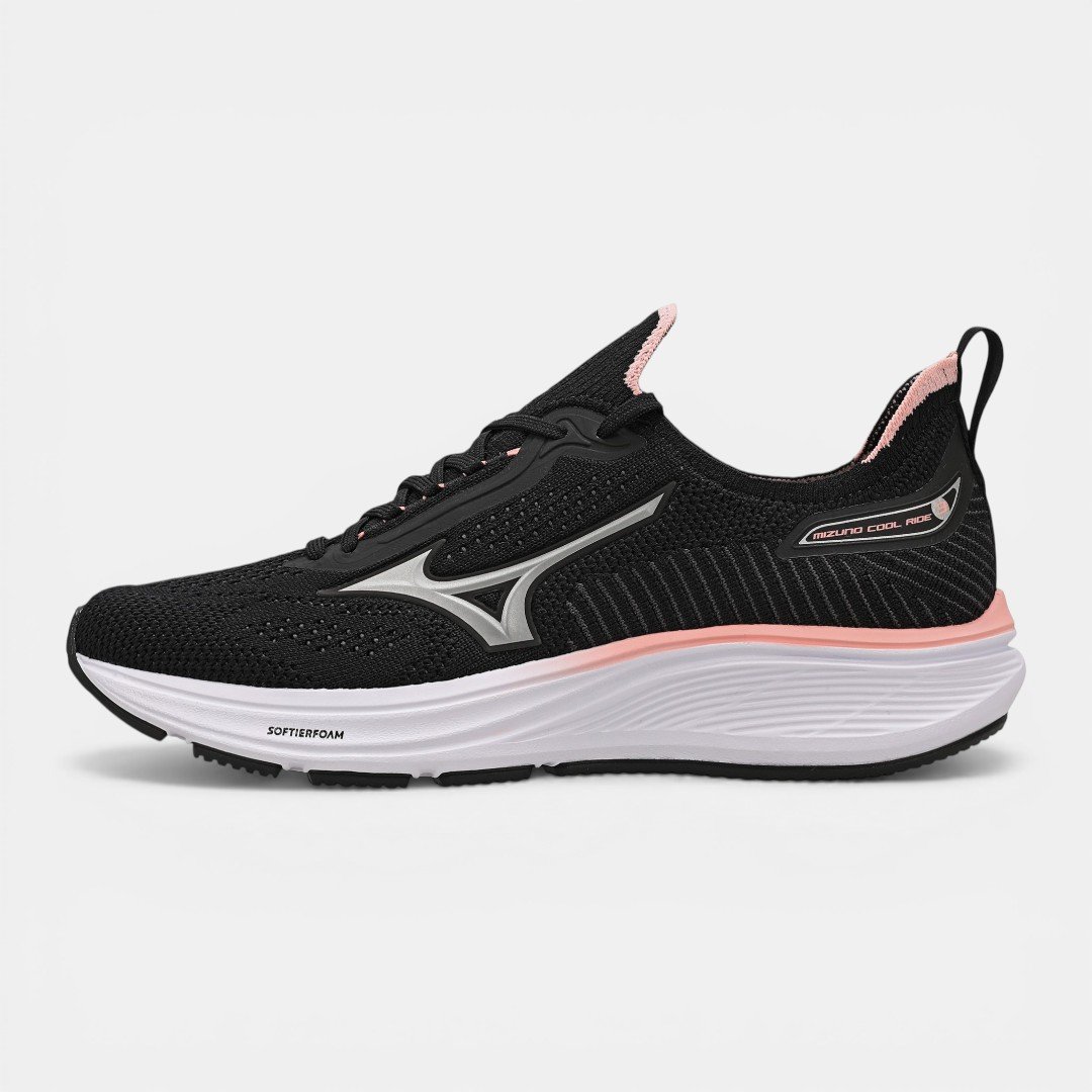 Tênis de Corrida Feminino Mizuno Cool Ride 3 Preto com Rosa