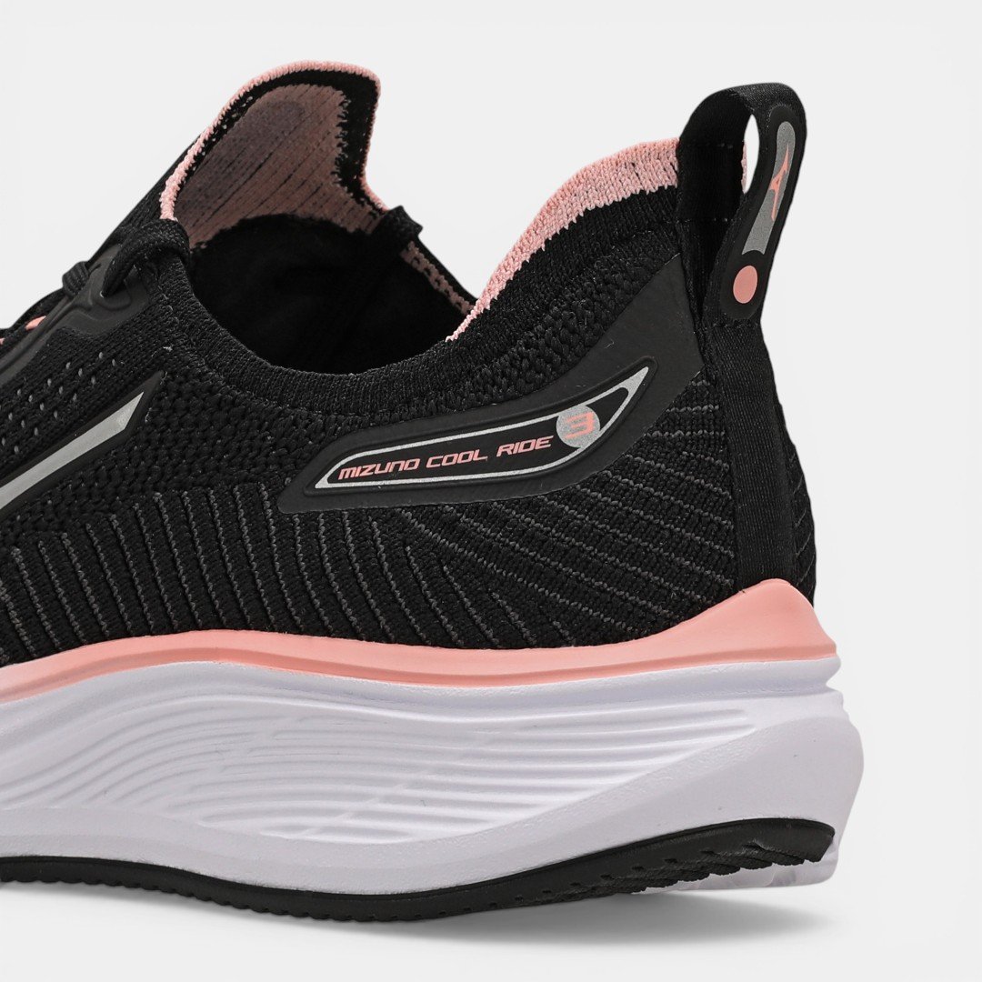 Tênis de Corrida Feminino Mizuno Cool Ride 3 Preto com Rosa Preto 8