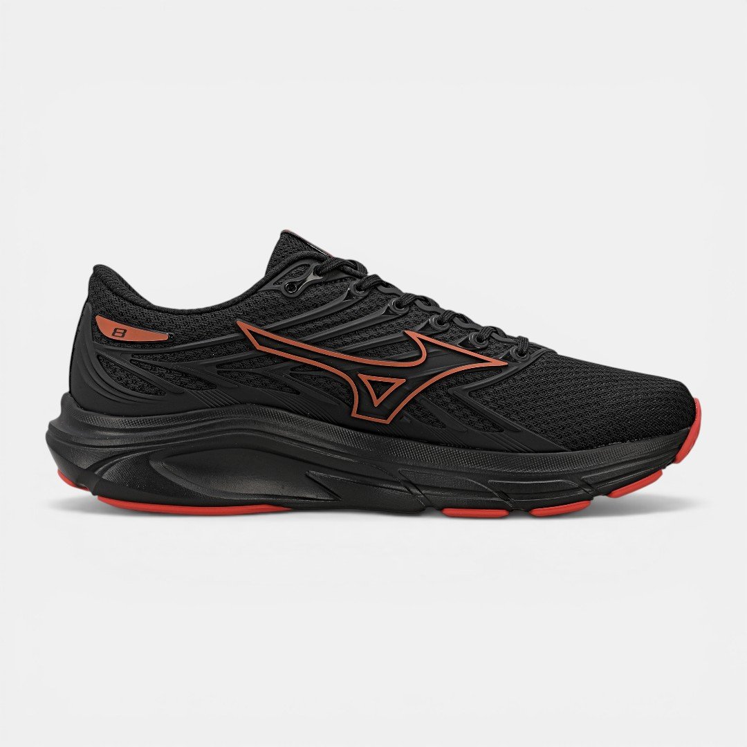 Tênis de Corrida Masculino Mizuno Jet 8 Preto com Vermelho Preto 4