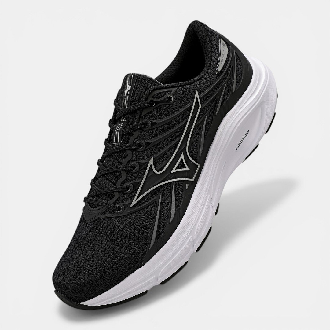 Tênis de Corrida Masculino Mizuno Jet 8 Preto com Prata Preto 2