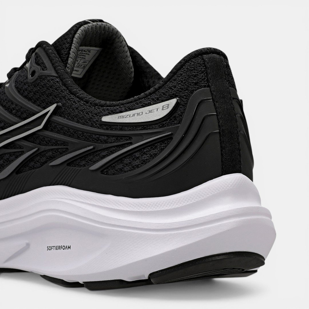 Tênis de Corrida Masculino Mizuno Jet 8 Preto com Prata Preto 8