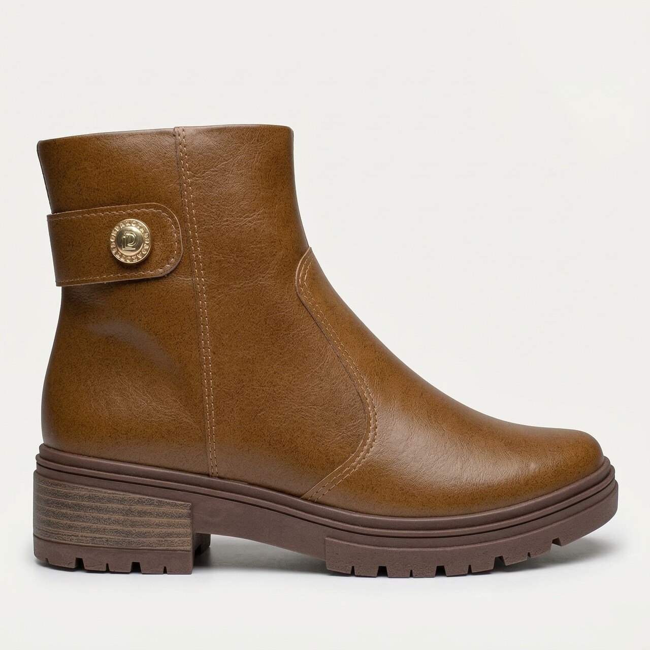 Bota Dakota Cano Curto Em Couro Caramelo