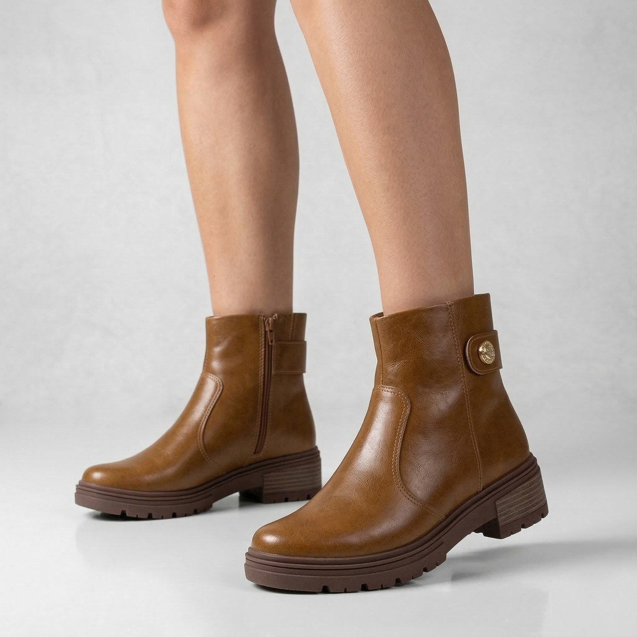 Bota Dakota Cano Curto Em Couro Caramelo Marrom 2