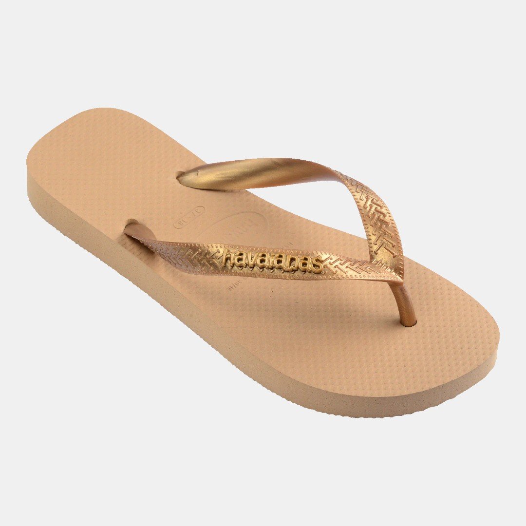 Chinelo Havaianas Top Logo Metálico Dourado Dourado 2