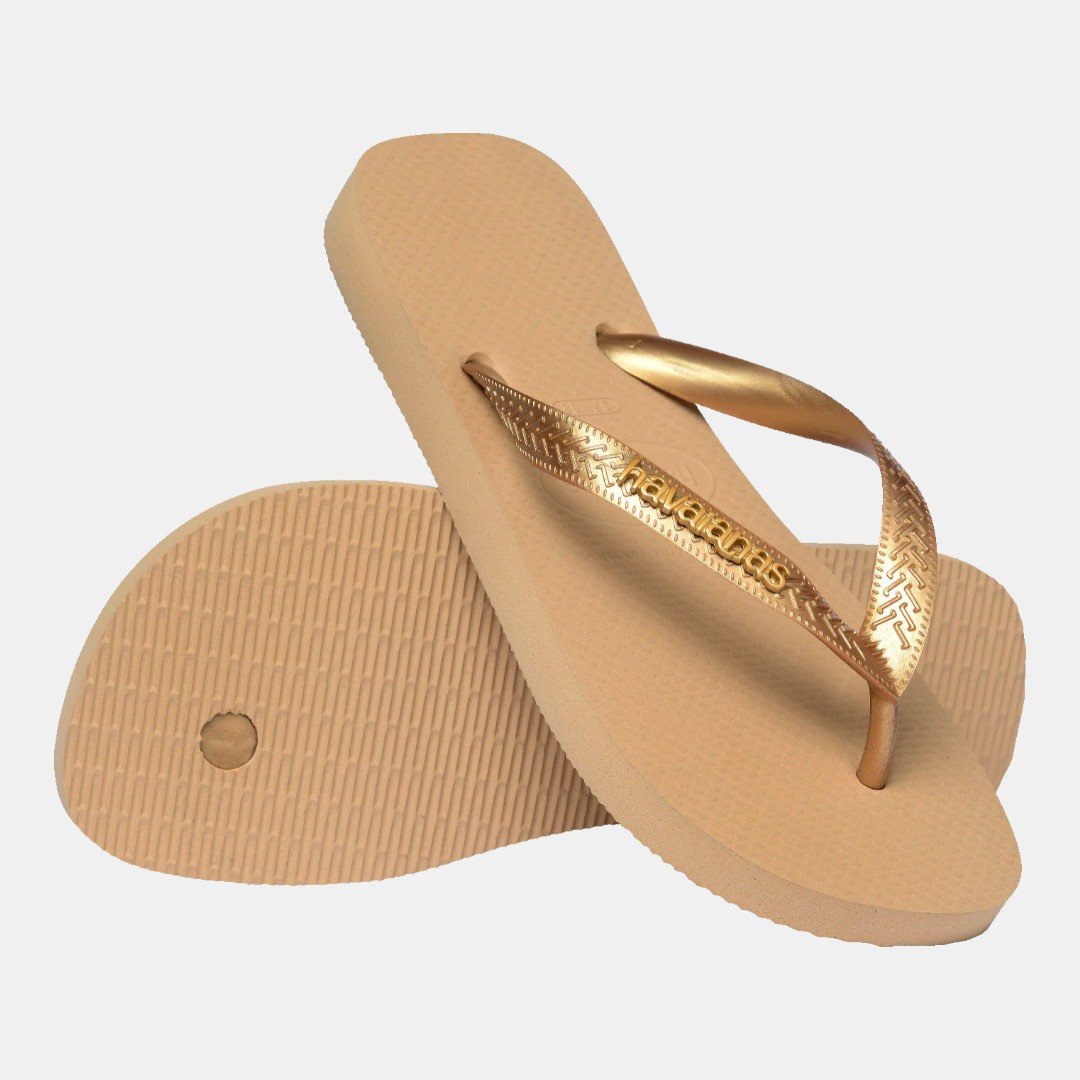 Chinelo Havaianas Top Logo Metálico Dourado Dourado 3