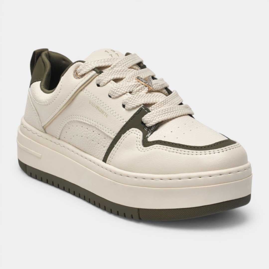 Tênis Via Marte Casual Feminino Plataforma Marfim Bege 2