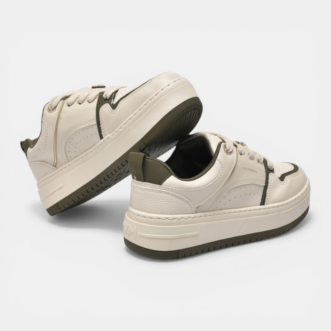 Tênis Via Marte Casual Feminino Plataforma Marfim Bege 4
