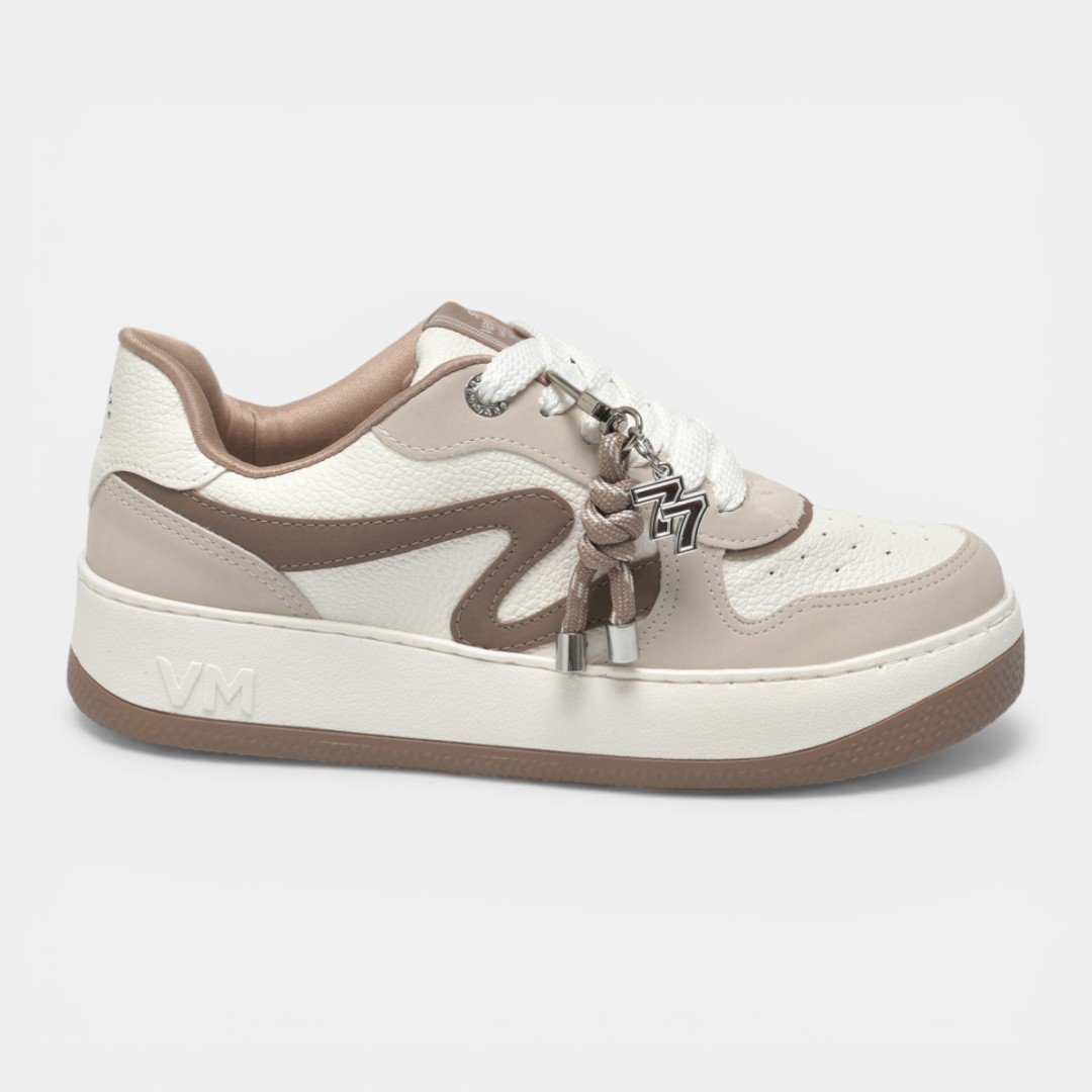 Tênis Via Marte Casual Feminino Com Pingente Bege