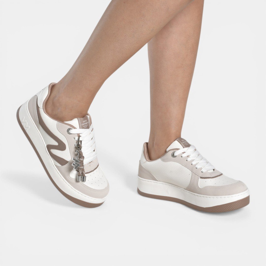 Tênis Via Marte Casual Feminino Com Pingente Bege Bege 3
