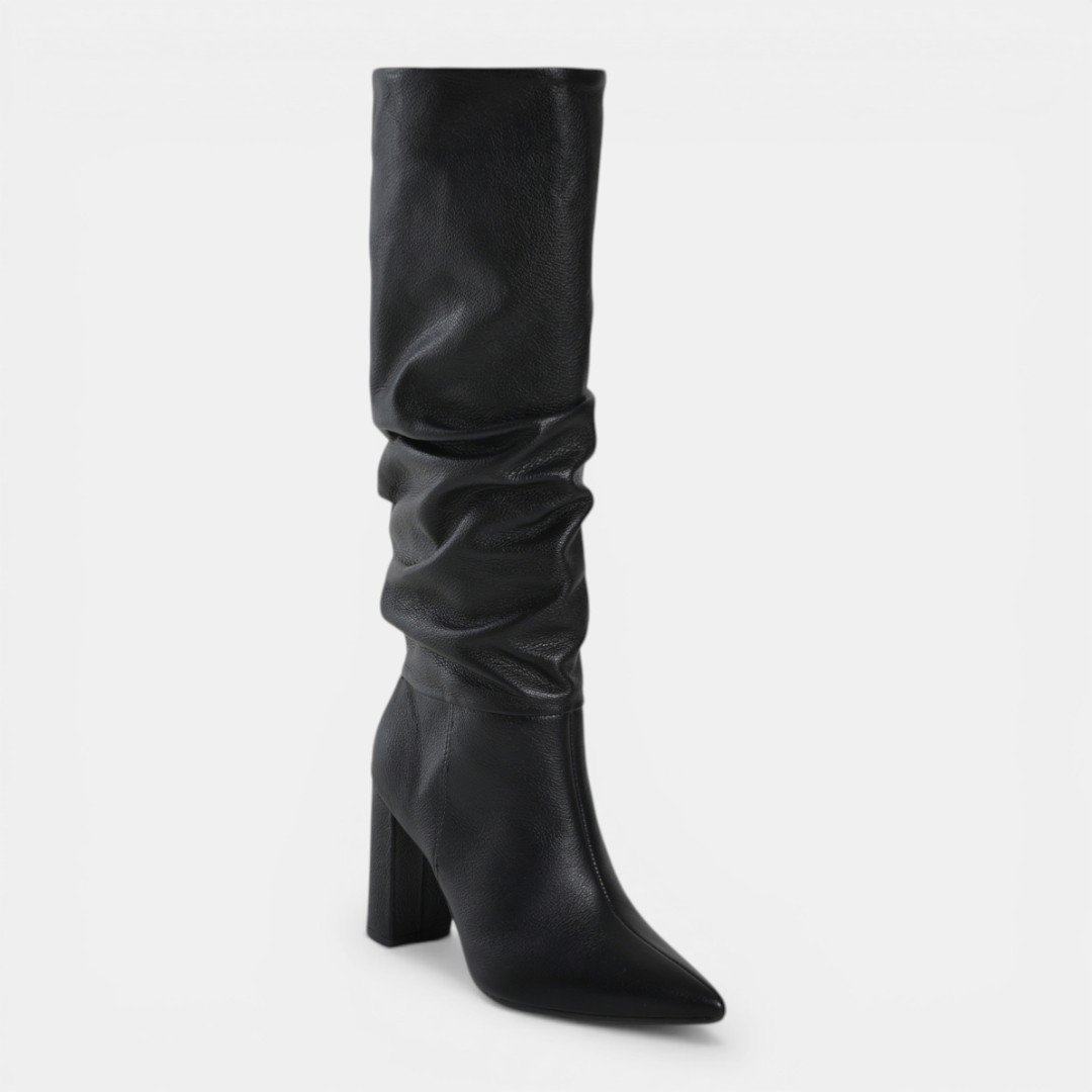 Bota Slouchy Via Marte De Couro Preto Preto 2