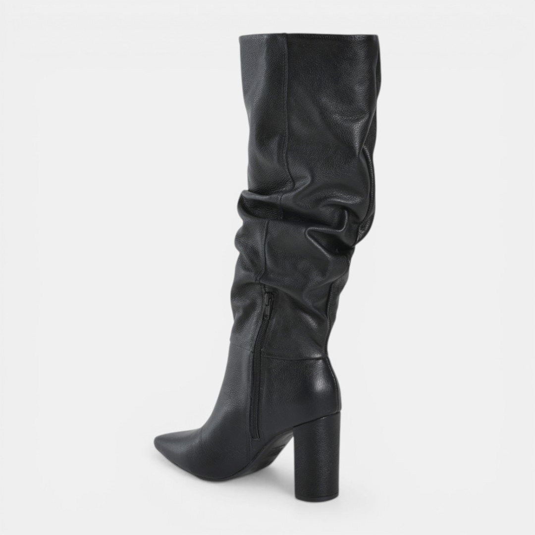Bota Slouchy Via Marte De Couro Preto Preto 4
