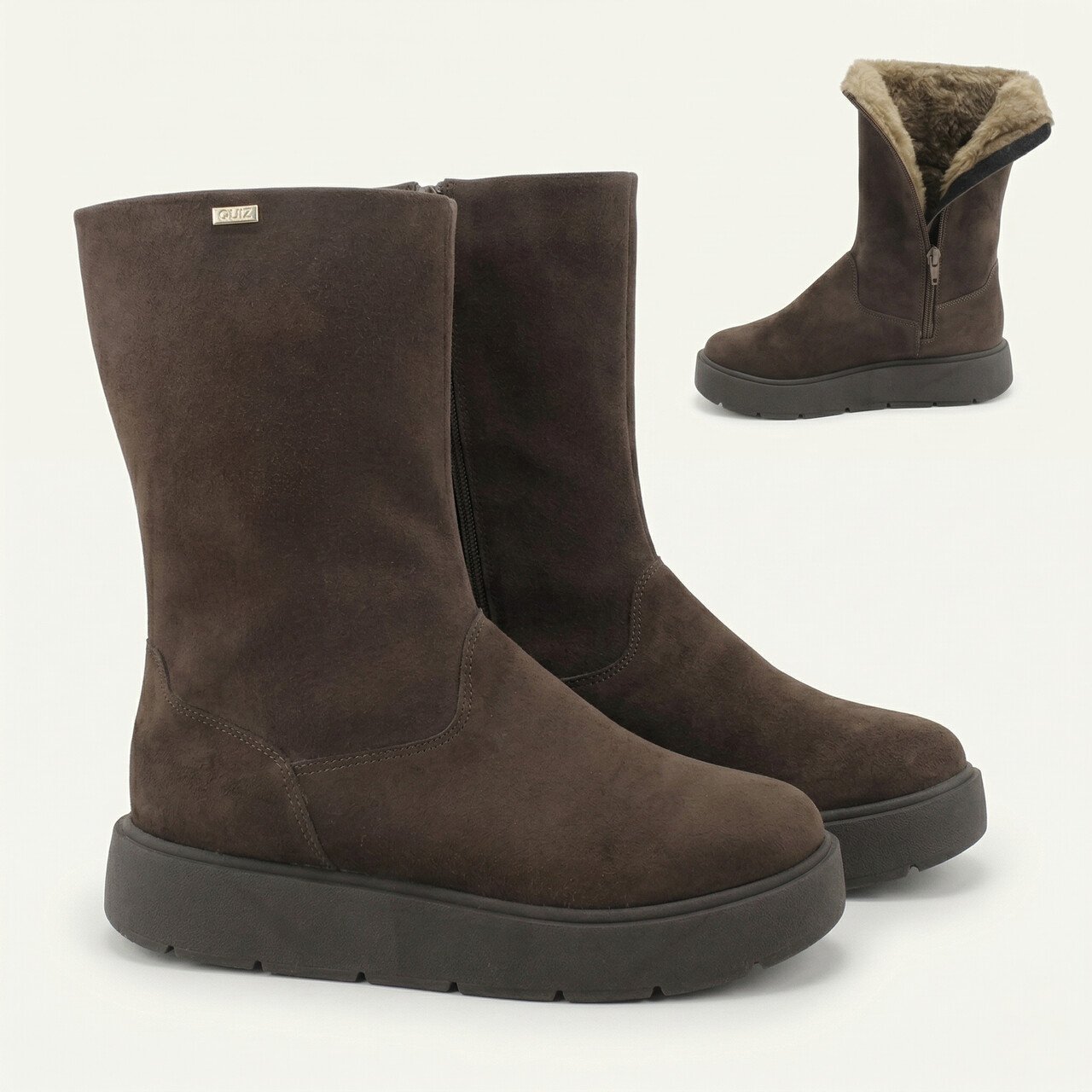 Bota Ugg Quiz Cano Longo Camurça Café Marrom 3