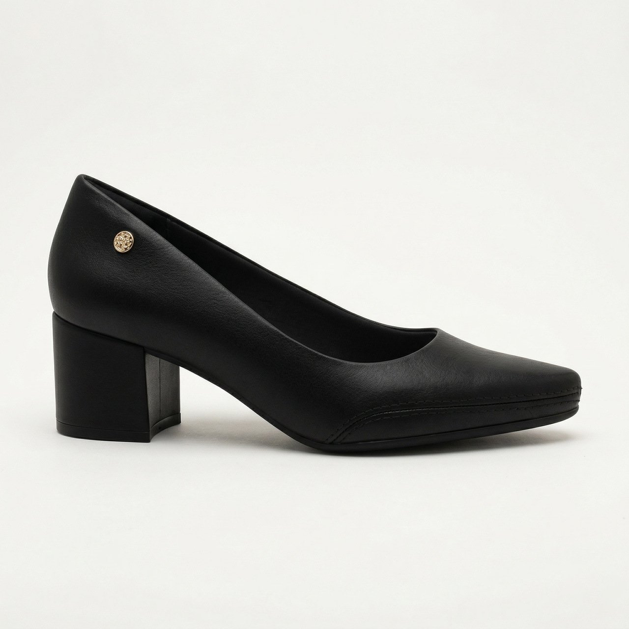 Scarpin Ramarim Total Comfort Salto Bloco Em Couro Preto