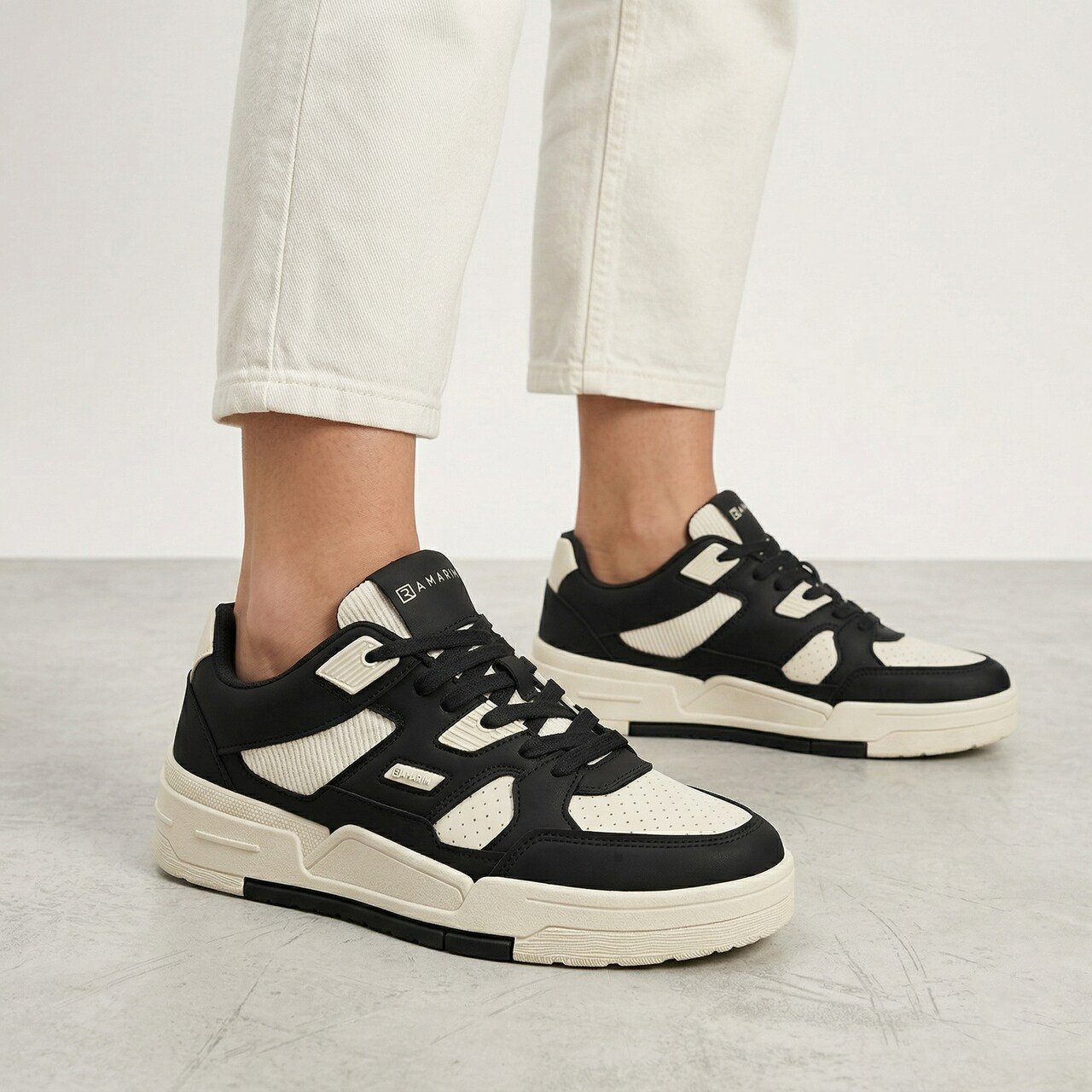 Tênis Ramarim Casual Plataforma Off White com Preto Preto/Branco 2