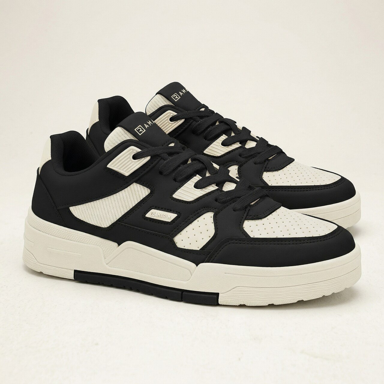 Tênis Ramarim Casual Plataforma Off White com Preto Preto/Branco 3