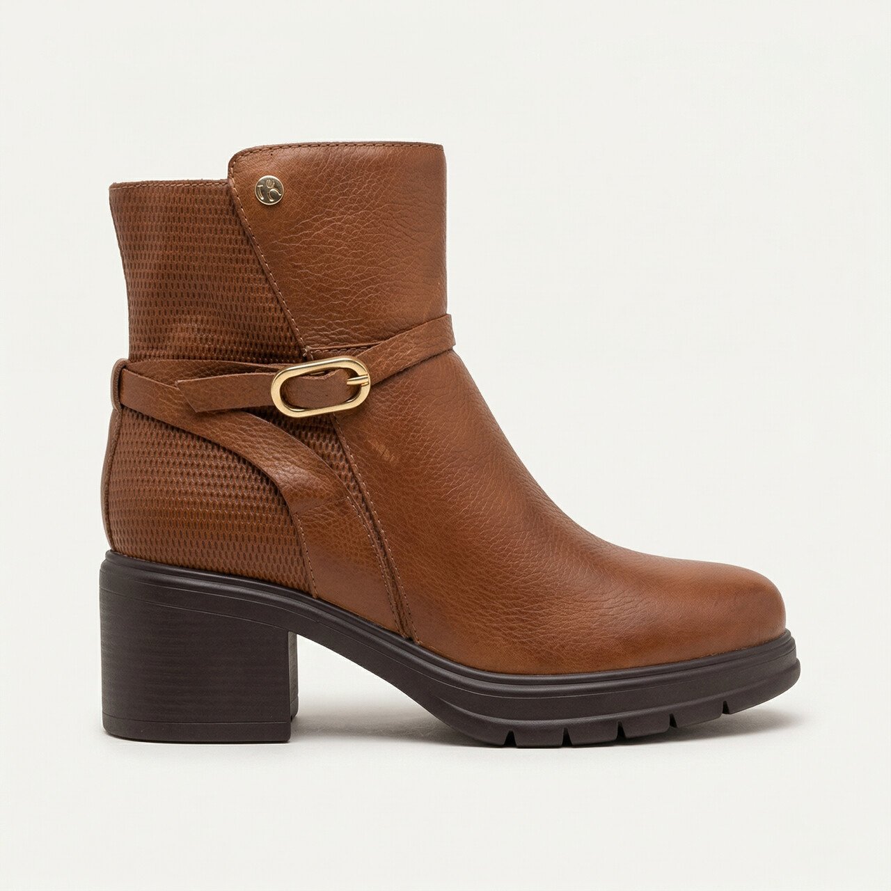 Bota Botero Cano Curto Em Couro Caramelo