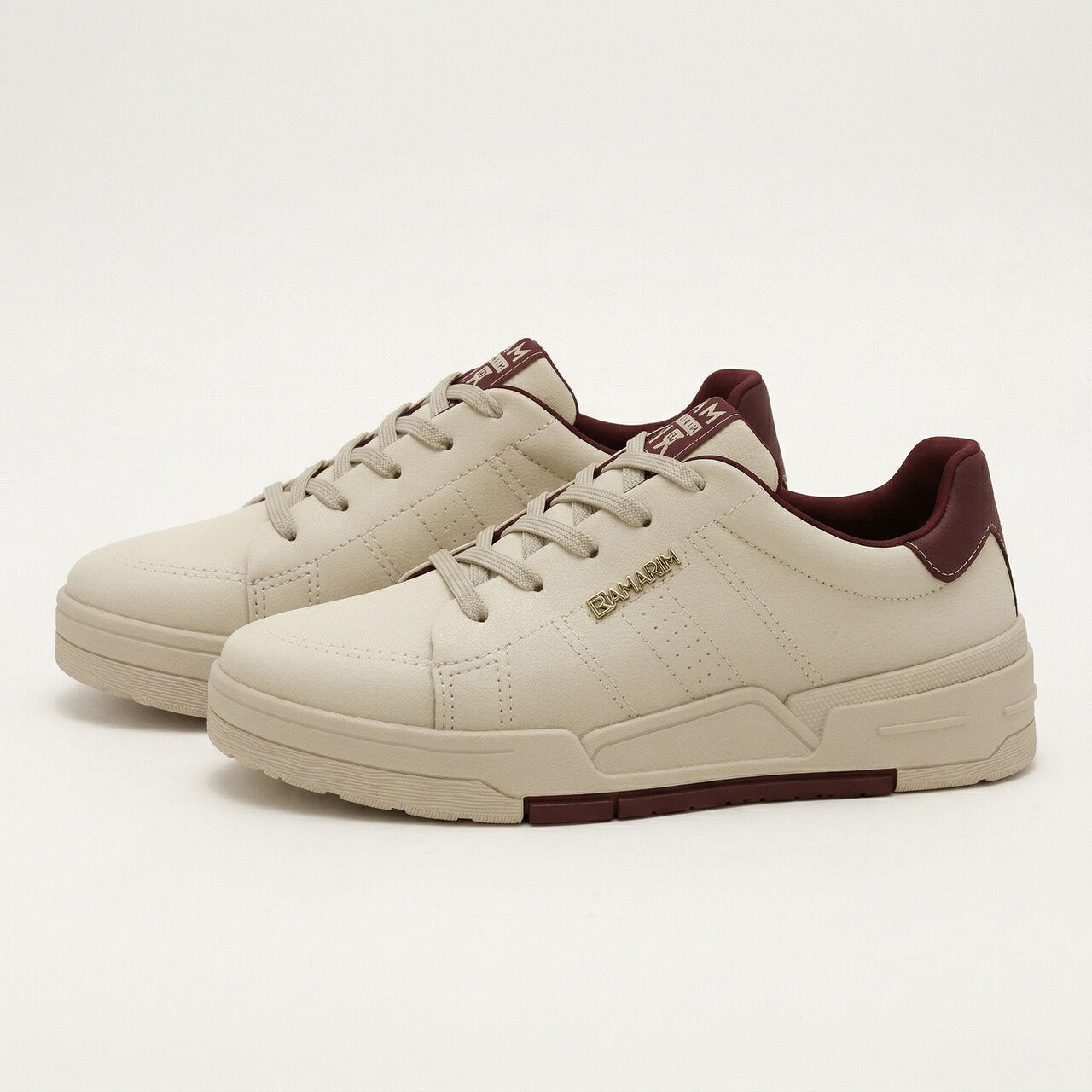 Tênis Ramarim Casual Off White com Vinho Bege 3