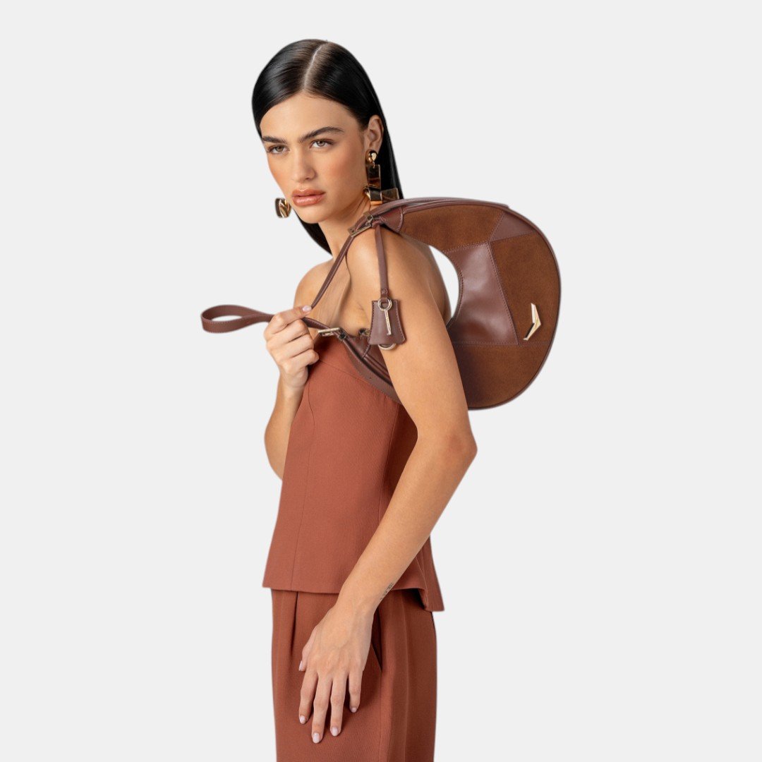 Bolsa Shoulder Via Marte Média Marrom Marrom 5