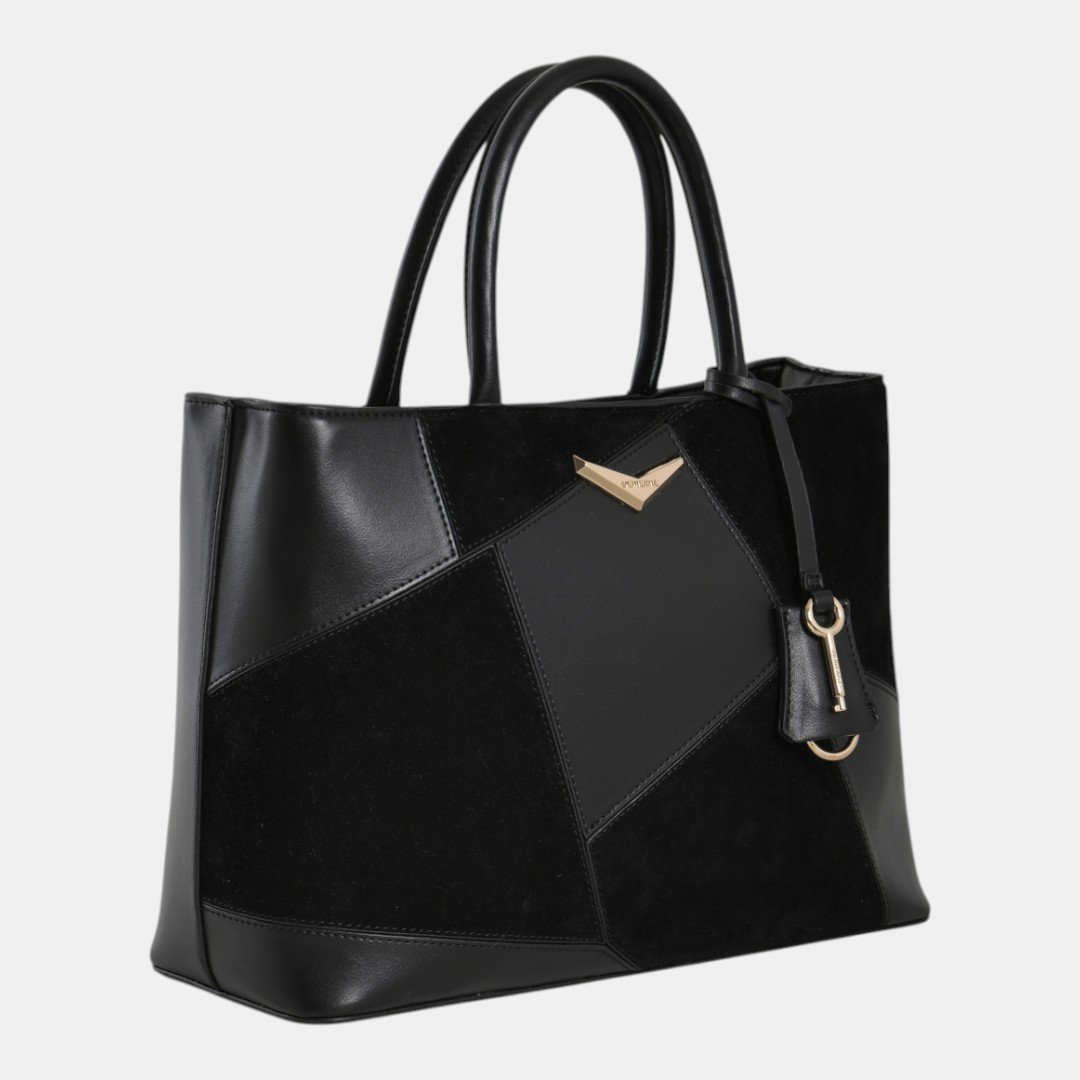 Bolsa Tote Via Marte Grande Preto Preto 2
