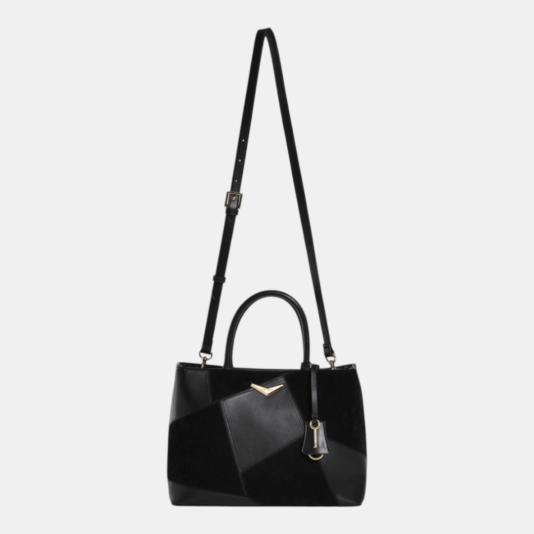 Bolsa Tote Via Marte Grande Preto Preto 3