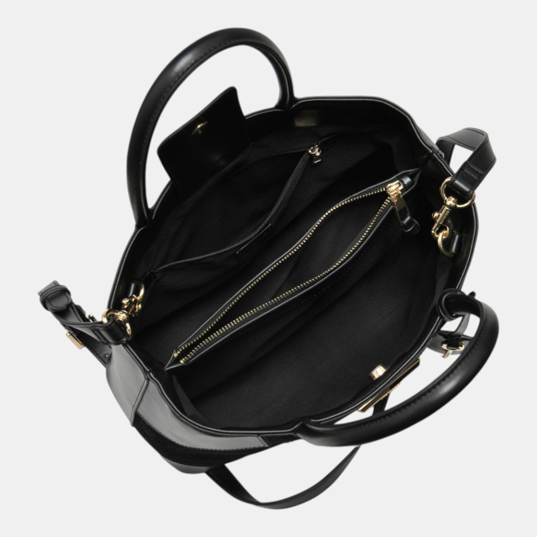 Bolsa Tote Via Marte Grande Preto Preto 4
