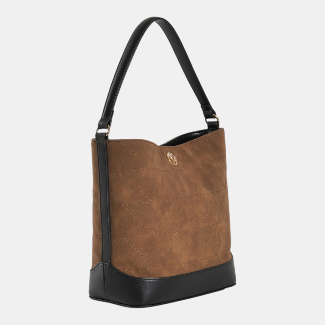 Bolsa Shoulder Via Marte Grande Caramelo com Preto Marrom 2