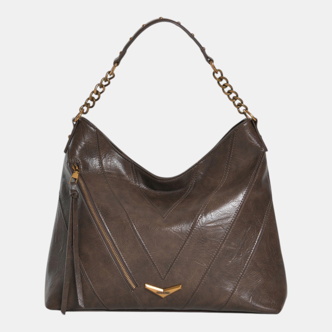 Bolsa Hobo Via Marte Grande Marrom Escuro