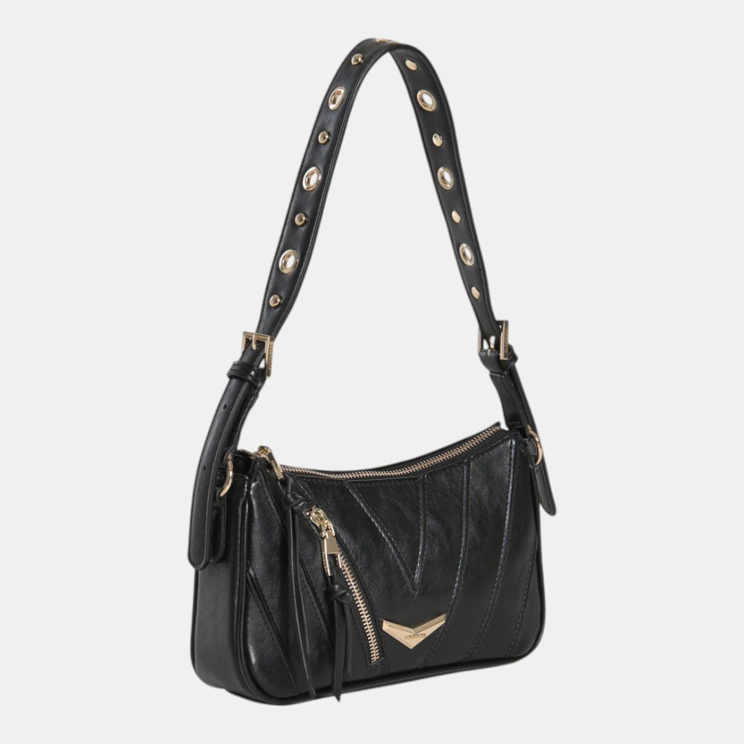 Bolsa Shoulder Via Marte Pequena Preta Bege 2