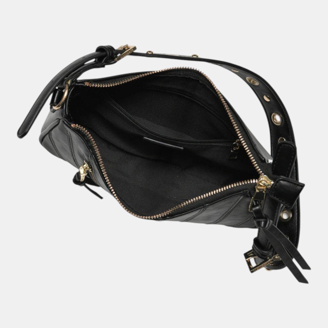 Bolsa Shoulder Via Marte Pequena Preta Bege 3