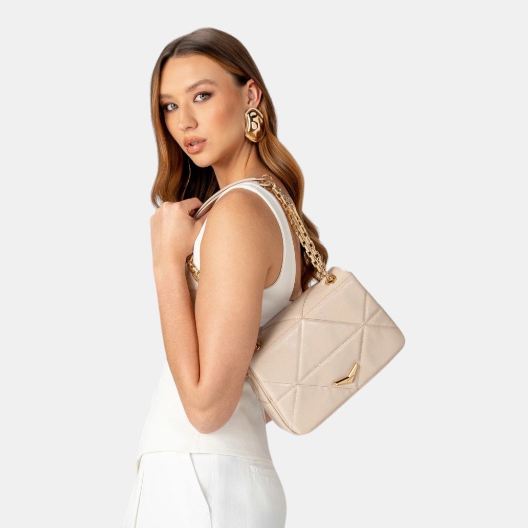 Bolsa Crossbody Via Marte Média Bege Branco 5